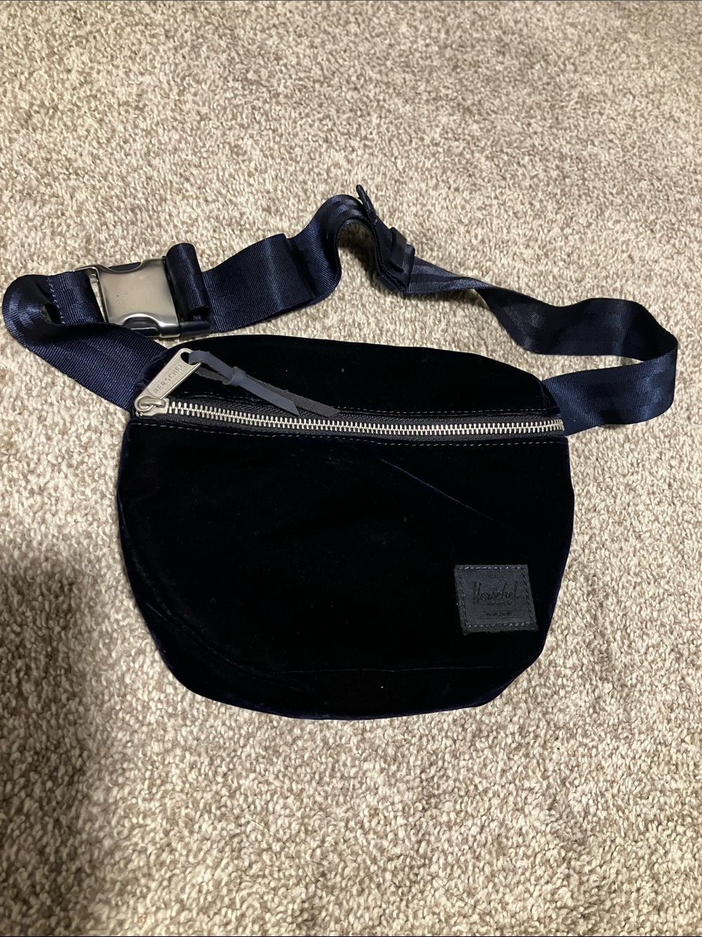 HERSCHEL SUPPLY CO FIFTEEN VELVET BELT/BUM BAG FANNY PACK NAVY BLUE